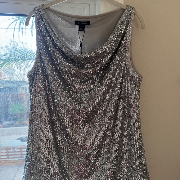 St John Starlight Sequined Cowl Neck Shell 🍸✨ - Picture 3 of 10